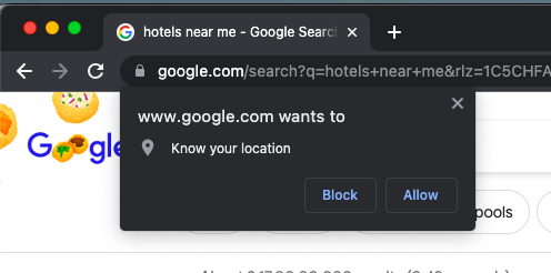 Allow or block Website from accessing your Location